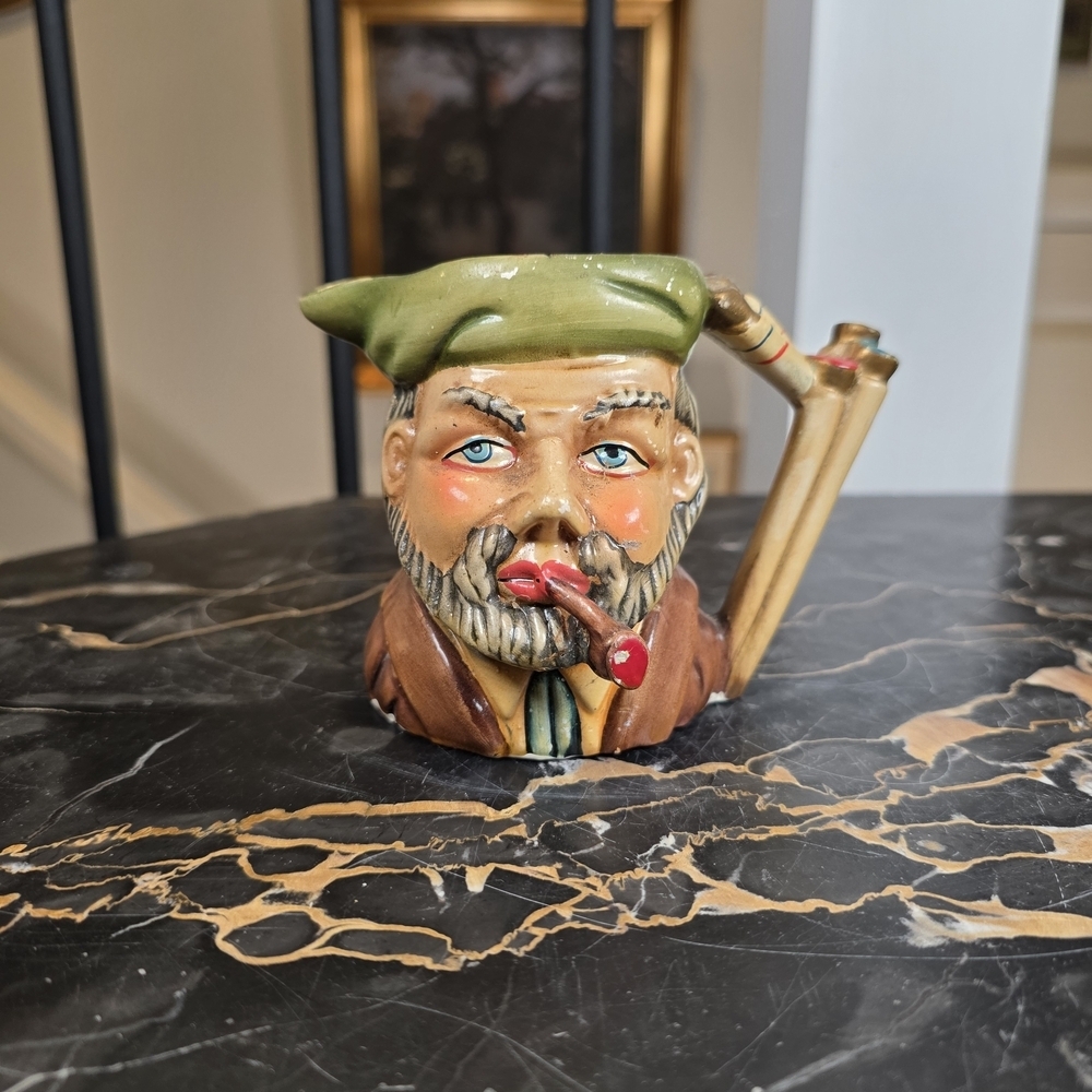 Vintage Unmarked Golfer Character Toby Jug Mug Golf Bag Handle Japan Style CHIP